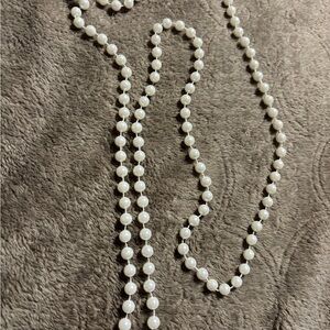 Elegant White plastic Pearl Necklace 36”